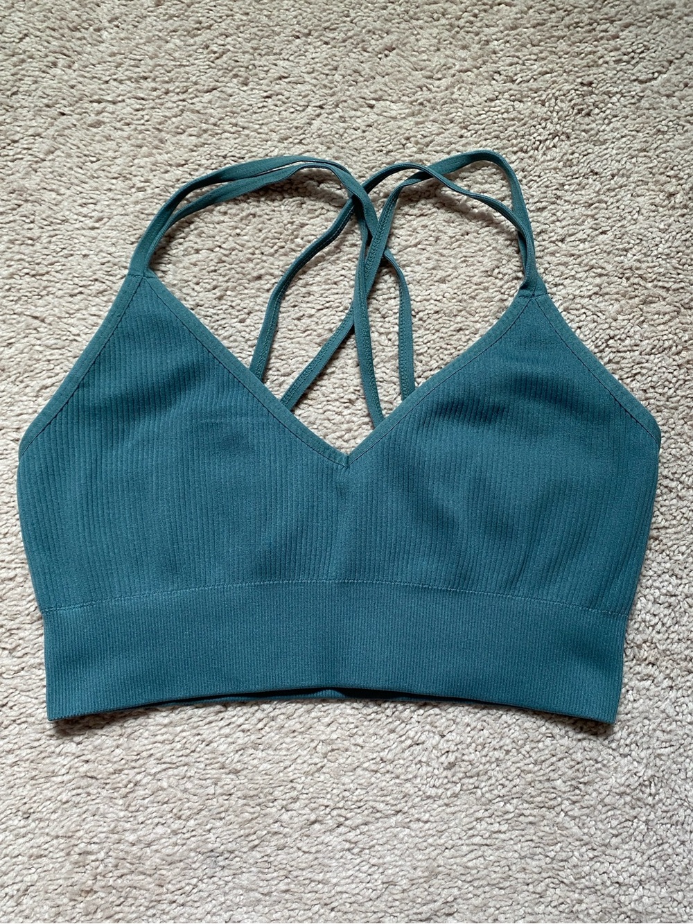 Aerie Seamless Strappy Bralette in Teal, Size Large